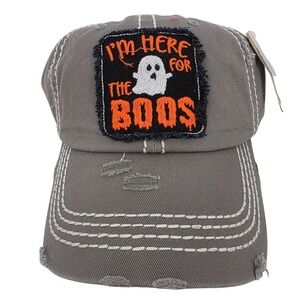 KBETHOS Halloween Baseball‎ Cap I'm Here for the Boos Ghost Gray Distressed NWT